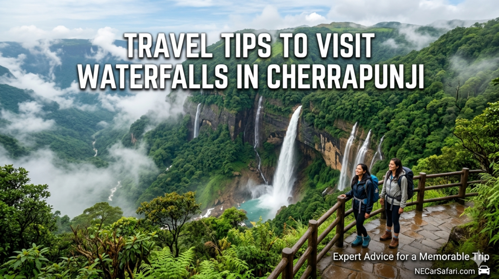 Seven Sisters Falls flowing through the hills of Cherrapunji